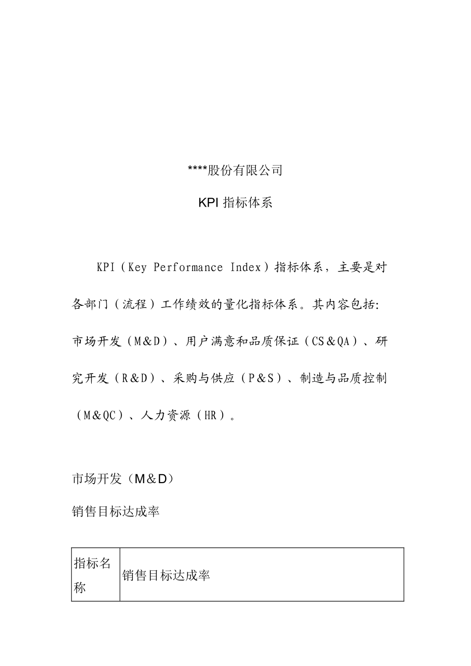XX股份有限公司kpi指标_第2页