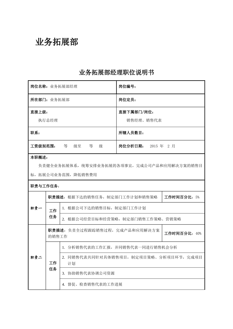 公司岗位职责及职能明细_第1页