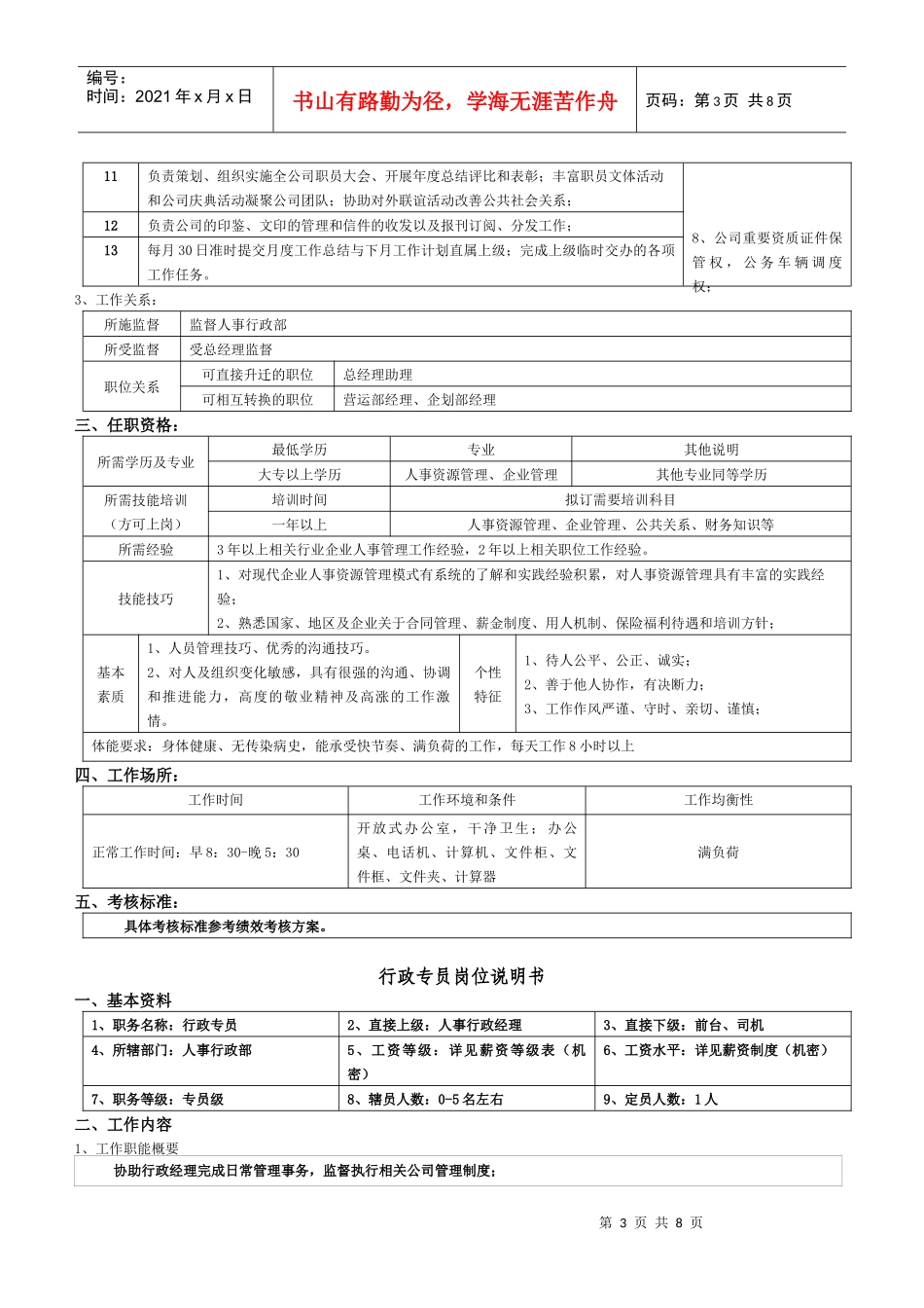 人事行政部职能与岗位职责_第3页