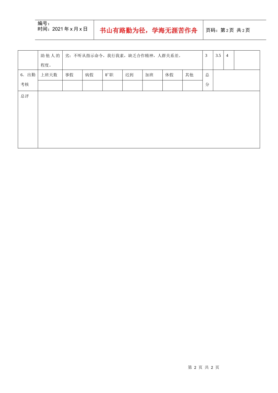 人力资源-2022NO.14业务代表月考核表_第2页