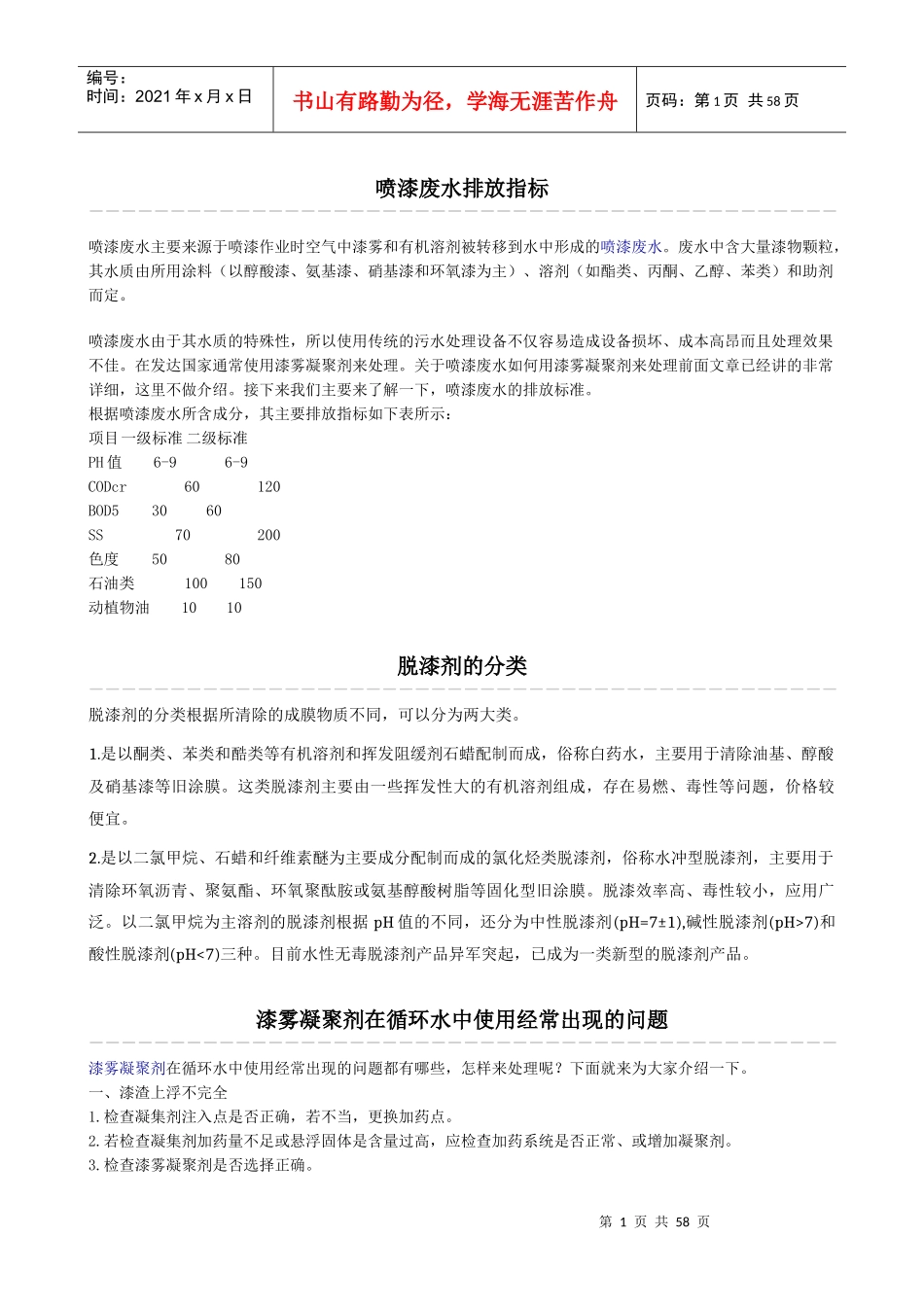 喷漆废水排放指标_第1页