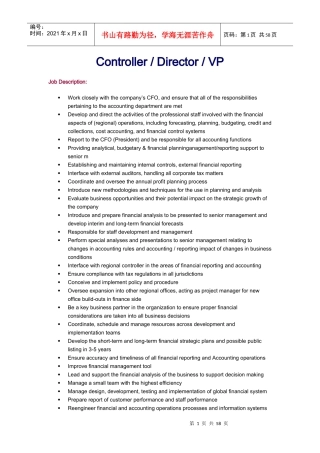 全套职位描述(英文版)