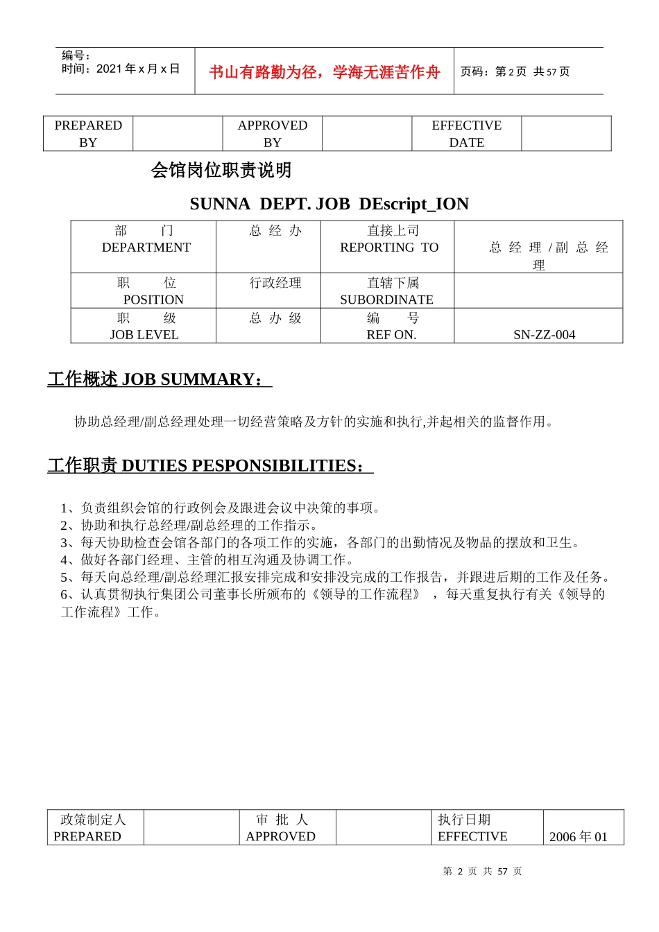 会馆岗位职责说明_第2页