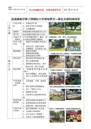 嘉义县鹿草乡下潭国民小学环境教育绿色永续校园成果