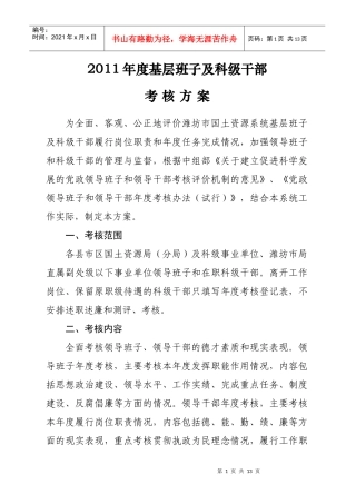 人力资源-2022XXXX干部年度考核方案