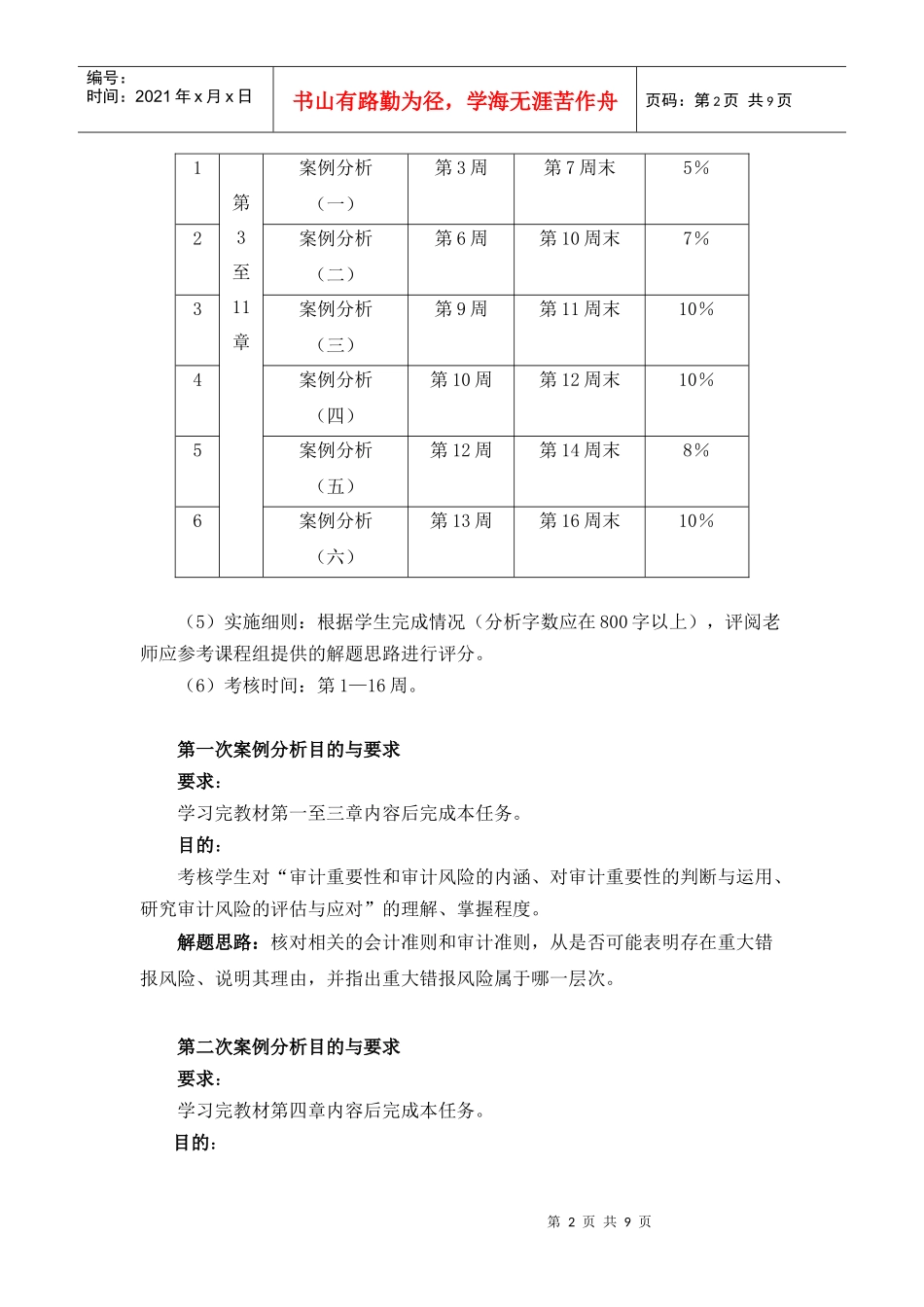 《审计学》课程基于网络考核改革方案_第2页