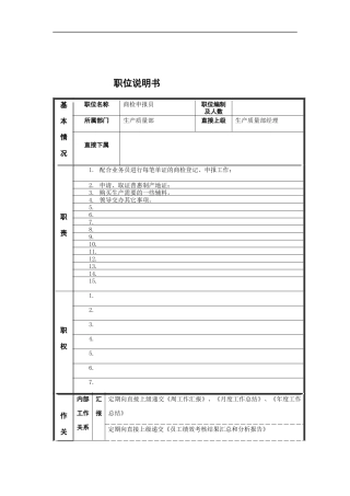 商检申报员岗位说明书