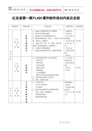 人力资源-2022FLASH课件制作培训内容安排