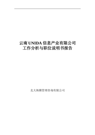 云南UNIDA信息产业有限公司工作分析与职位说明书