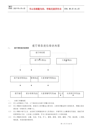 前厅部各岗位培训内容