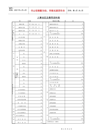 人力资源-2022242人事动态及费用资料表
