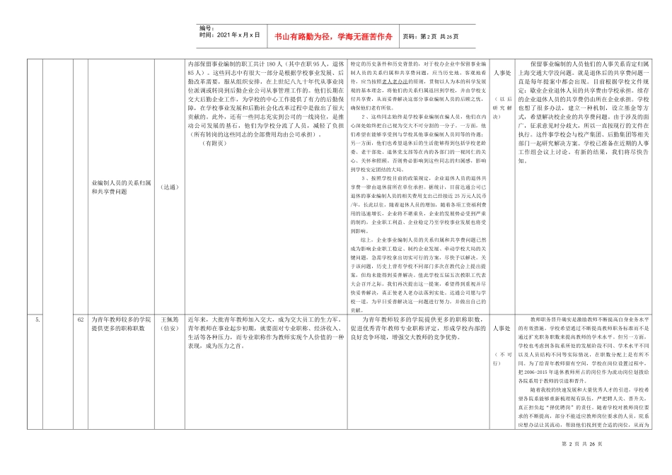 上海交通大学第五届教代会第五次会议提案分类办理情况汇总表_第2页