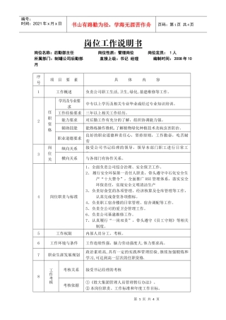 公司后勤部岗位说明书全套模板