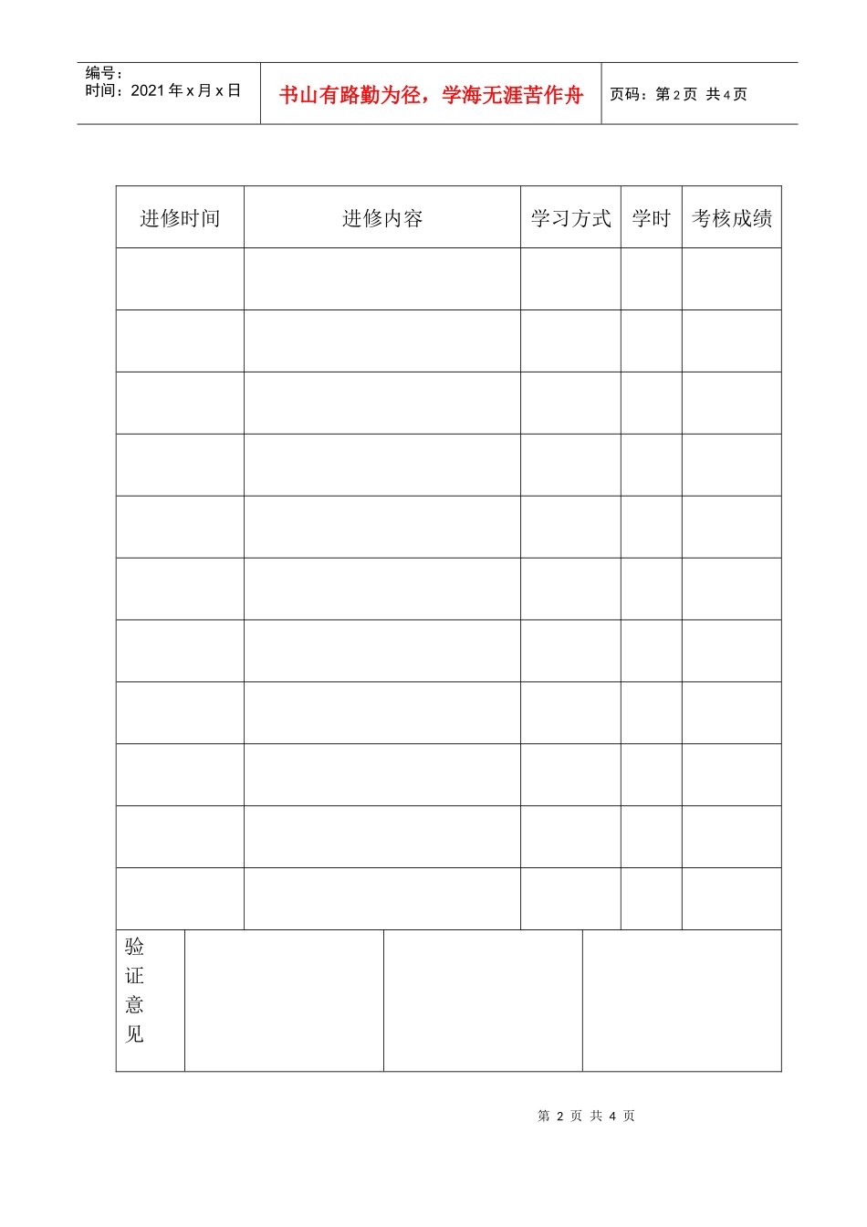 专业技术人员继续教育登记卡_第2页