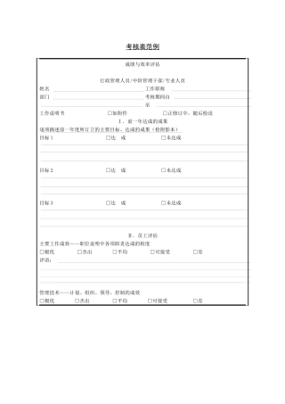 公司考核表格-考核表范例
