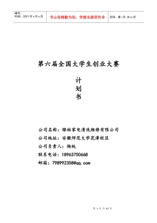 全国大学生创业大赛计划书