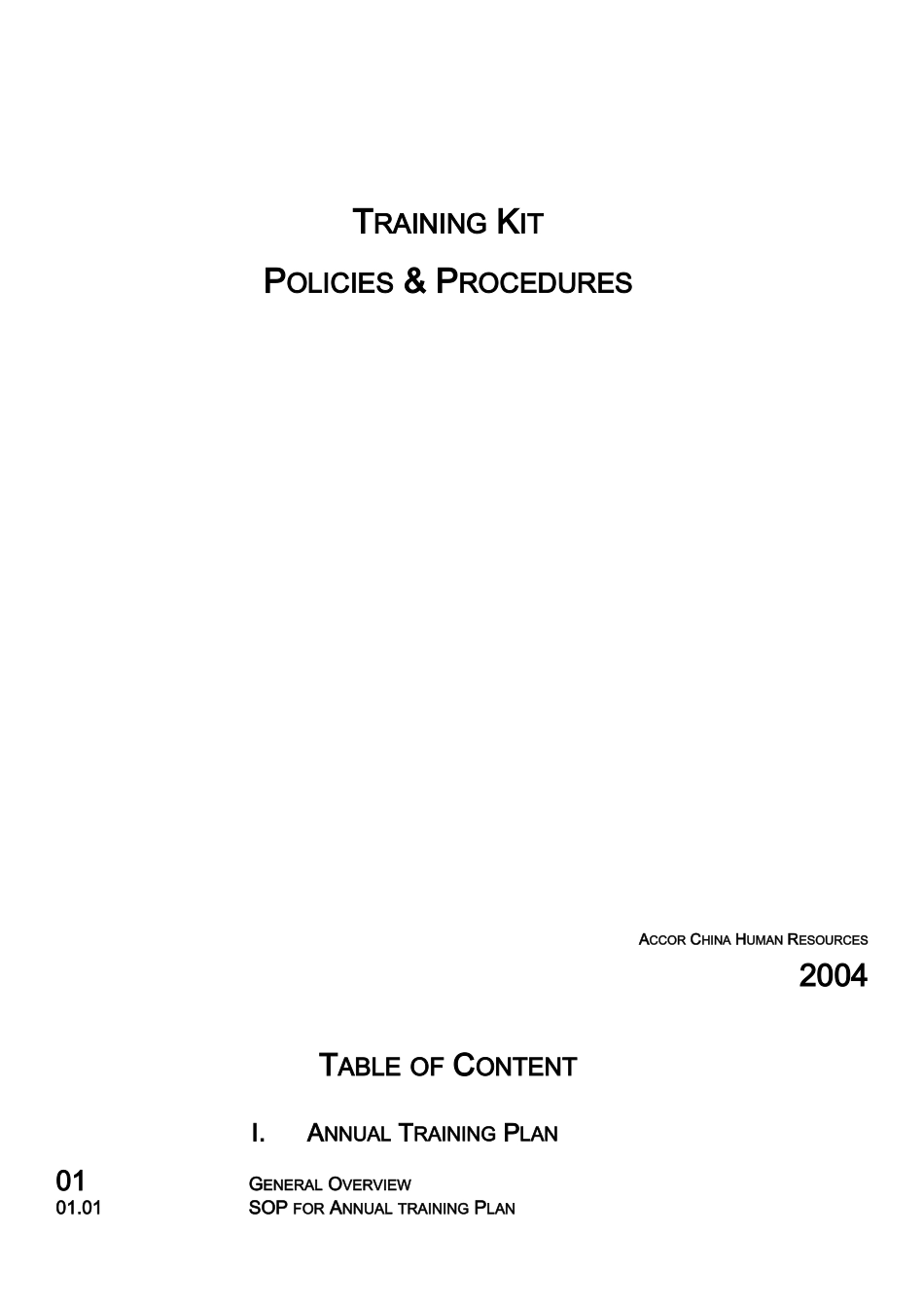 外资酒店集团培训部工作手册_第1页