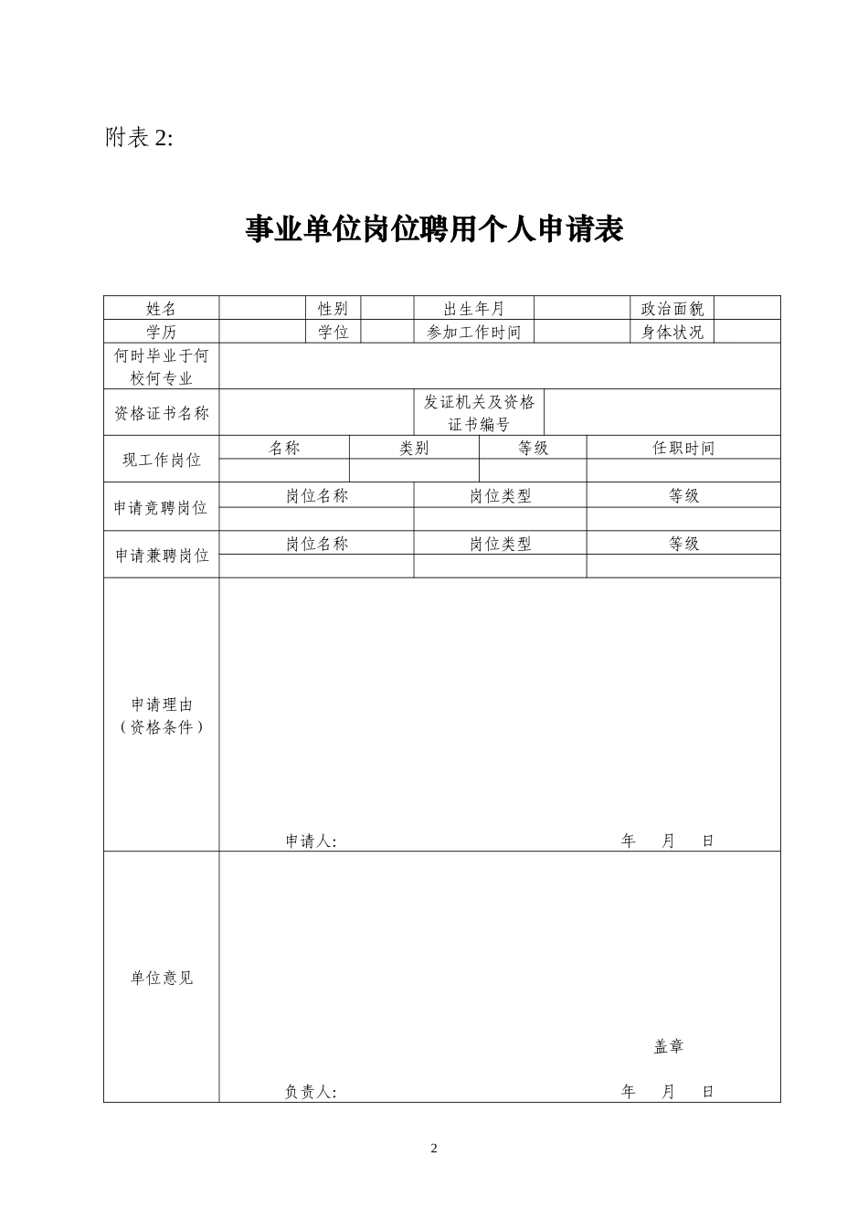 事业单位岗位说明书(样表)_第2页