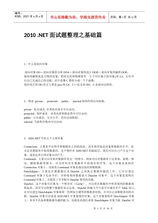 人力资源-2022NET面试题整理之基础篇