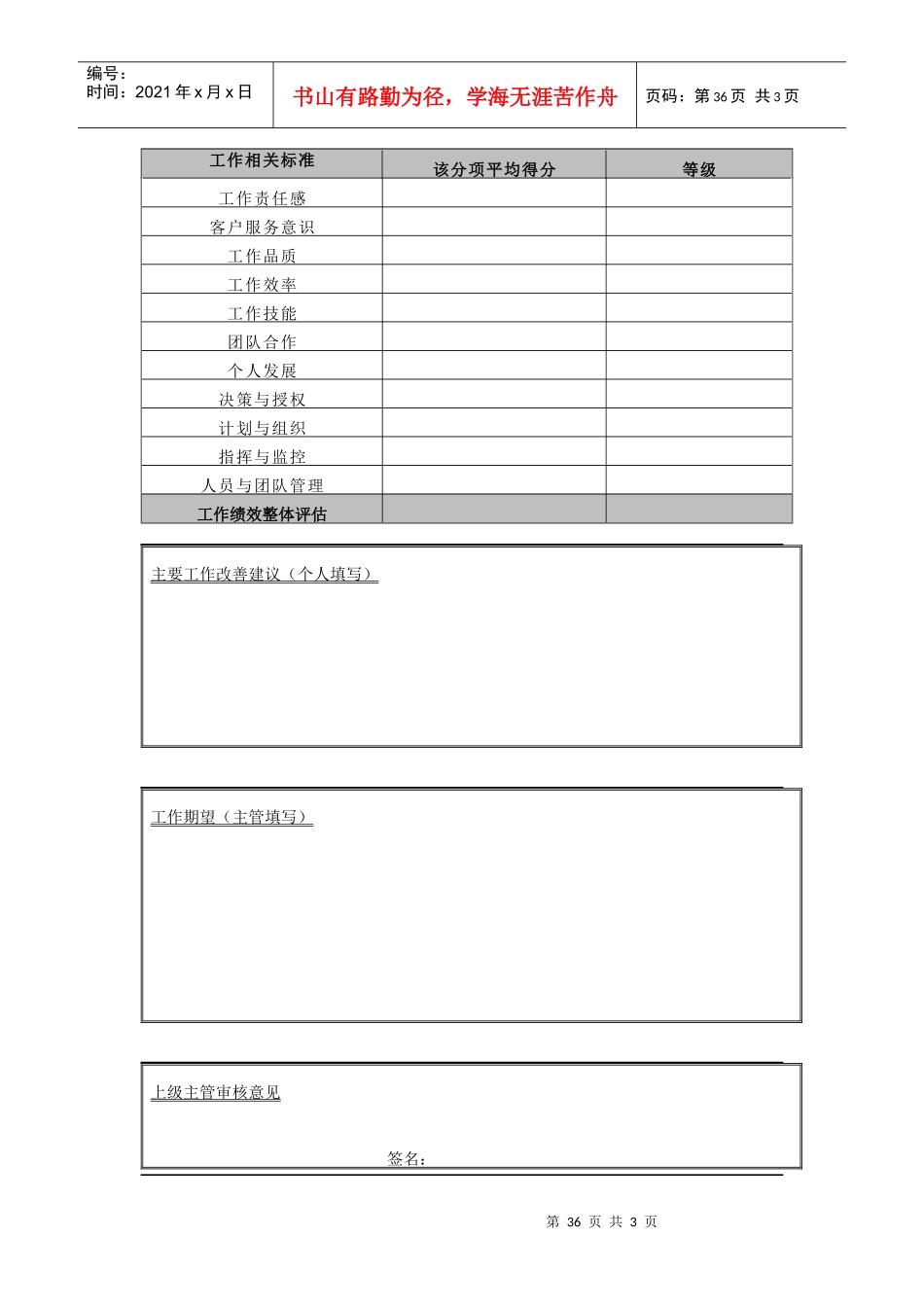 【绩效考核】管理人员-表现贡献评估表_第3页