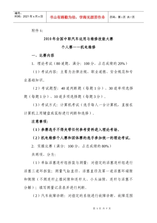 人力资源-2022XXXX年全国中职汽车运用与维修技能大赛个人赛——机电维修d