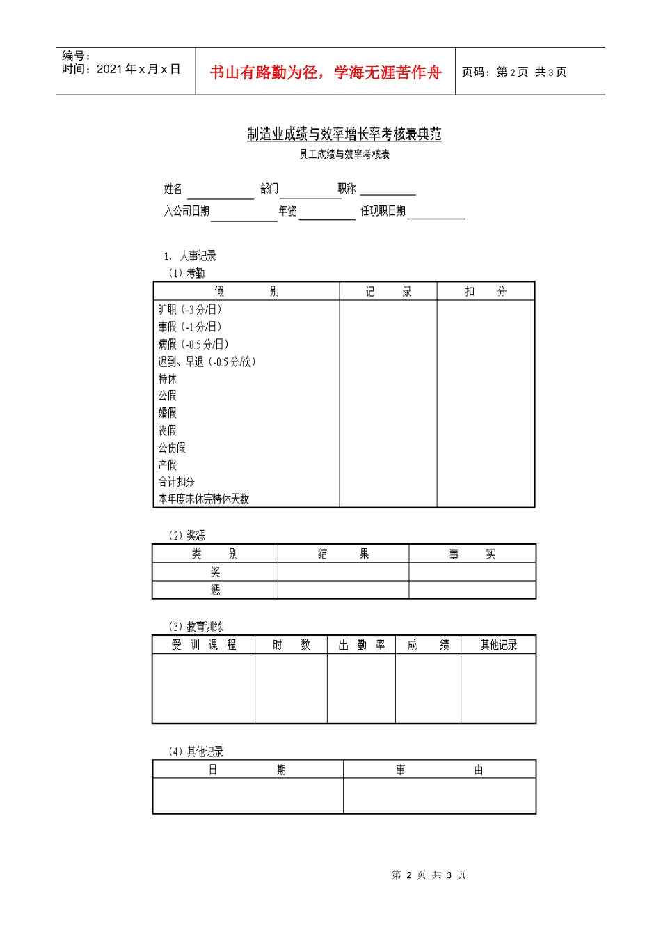 员工成长与效率考核表_第2页