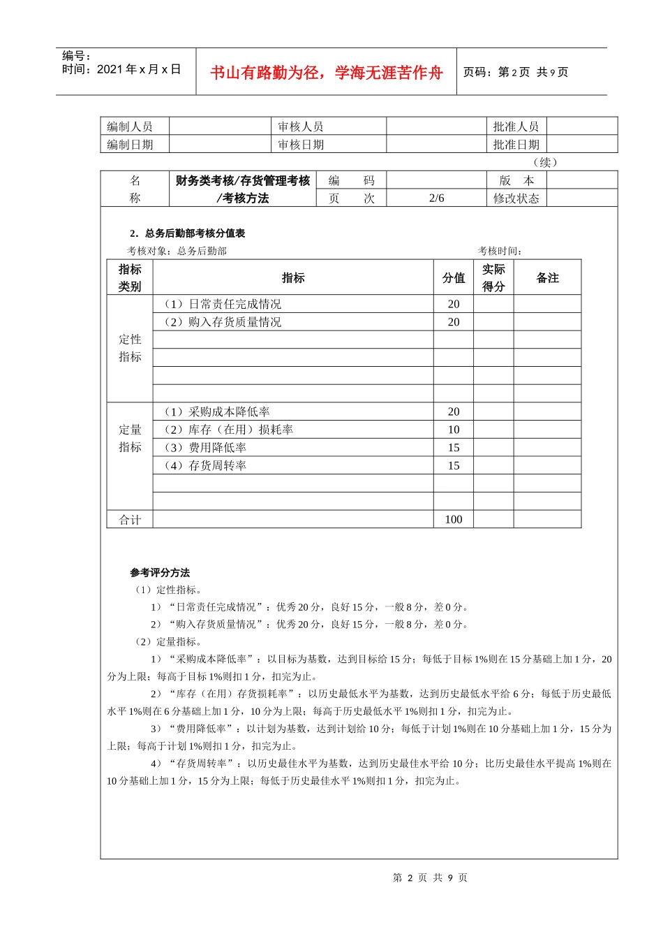 存货管理考核考核方法_第2页
