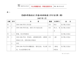 党建和思想政治工作基本标准检查工作计划