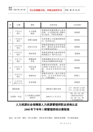人力资源社会保障部人力资源管理师职业资格认证
