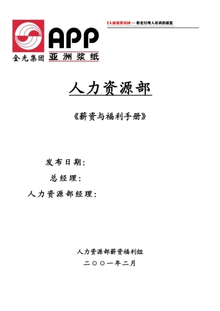 亚洲XX纸业集团-全套薪资与福利手册(1)