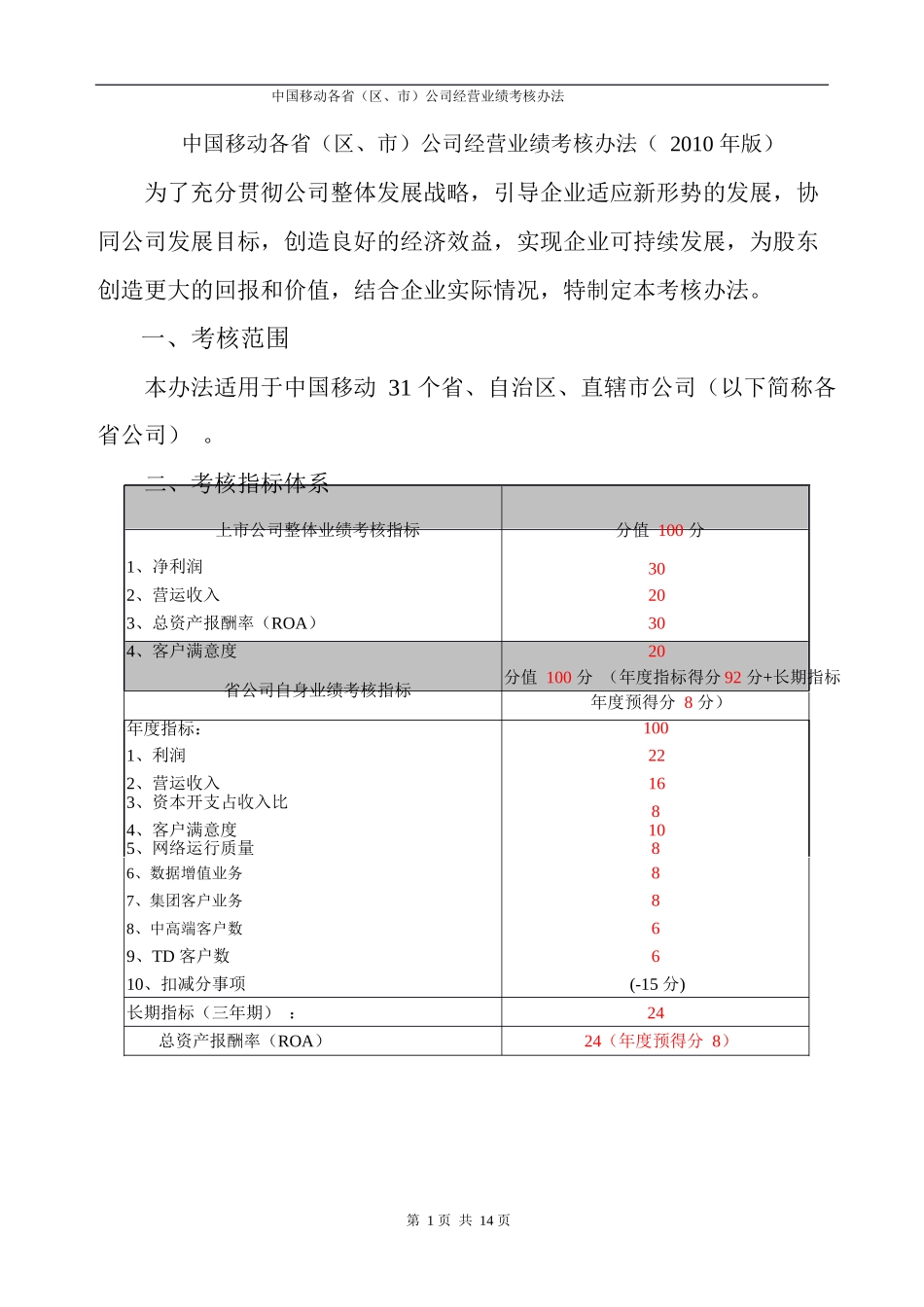 中国移动KPI考核办法_第3页