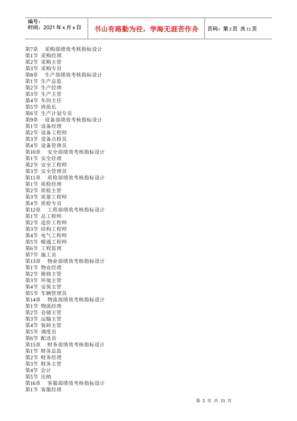 各部门绩效考核指标设计全案_第2页