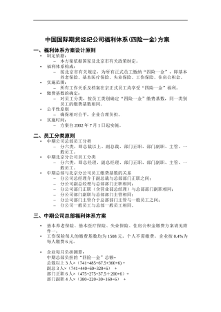 中国国际期货经纪公司福利体系(四险一金)方案