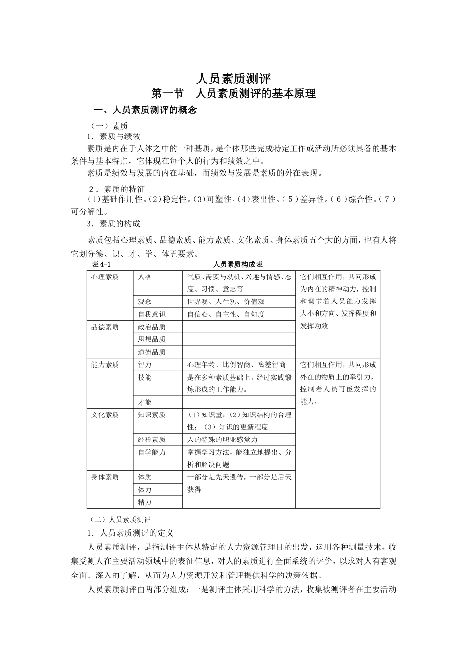 人员素质测评指标体系的构建与实施_第1页
