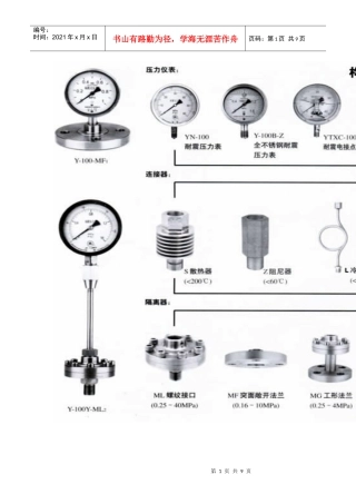 压力表技术参数