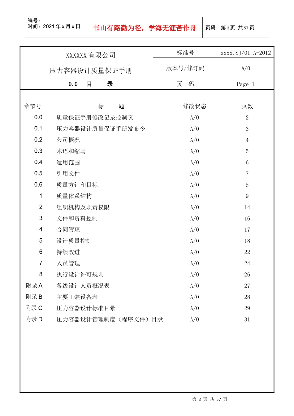 XXXX版压力容器设计质量保证手册(WORD)_第3页