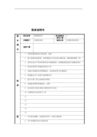 专用量具检定员岗位说明书