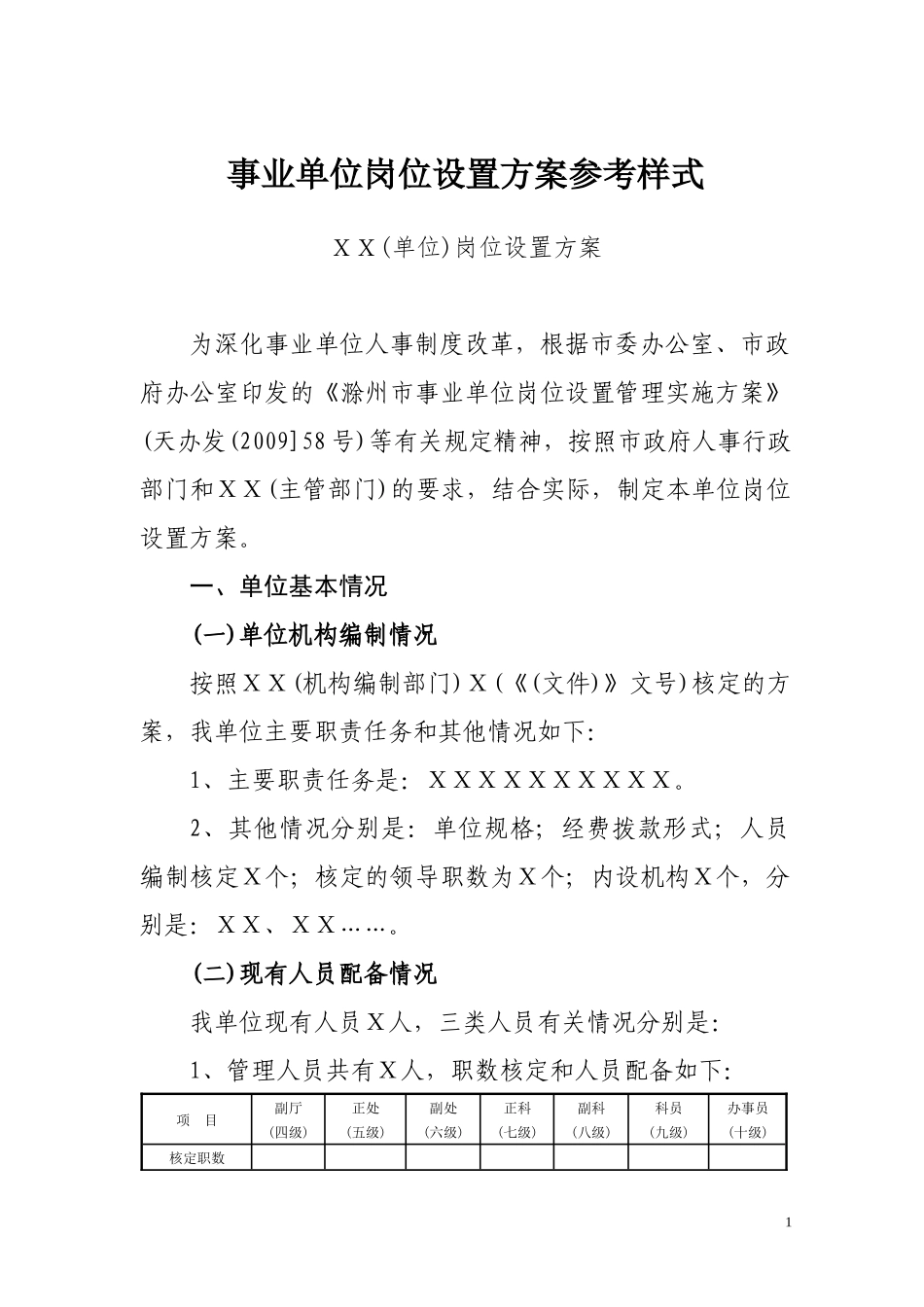 事业单位岗位设置方案参考样式_第1页