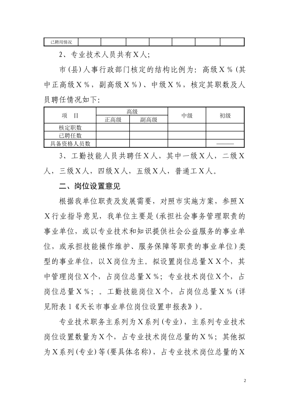 事业单位岗位设置方案参考样式_第2页