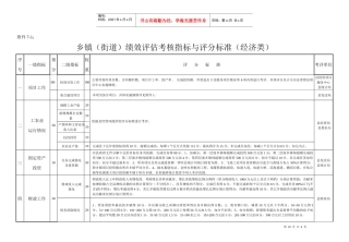 乡镇(街道)绩效评估考核指标与评分标准(经济类)