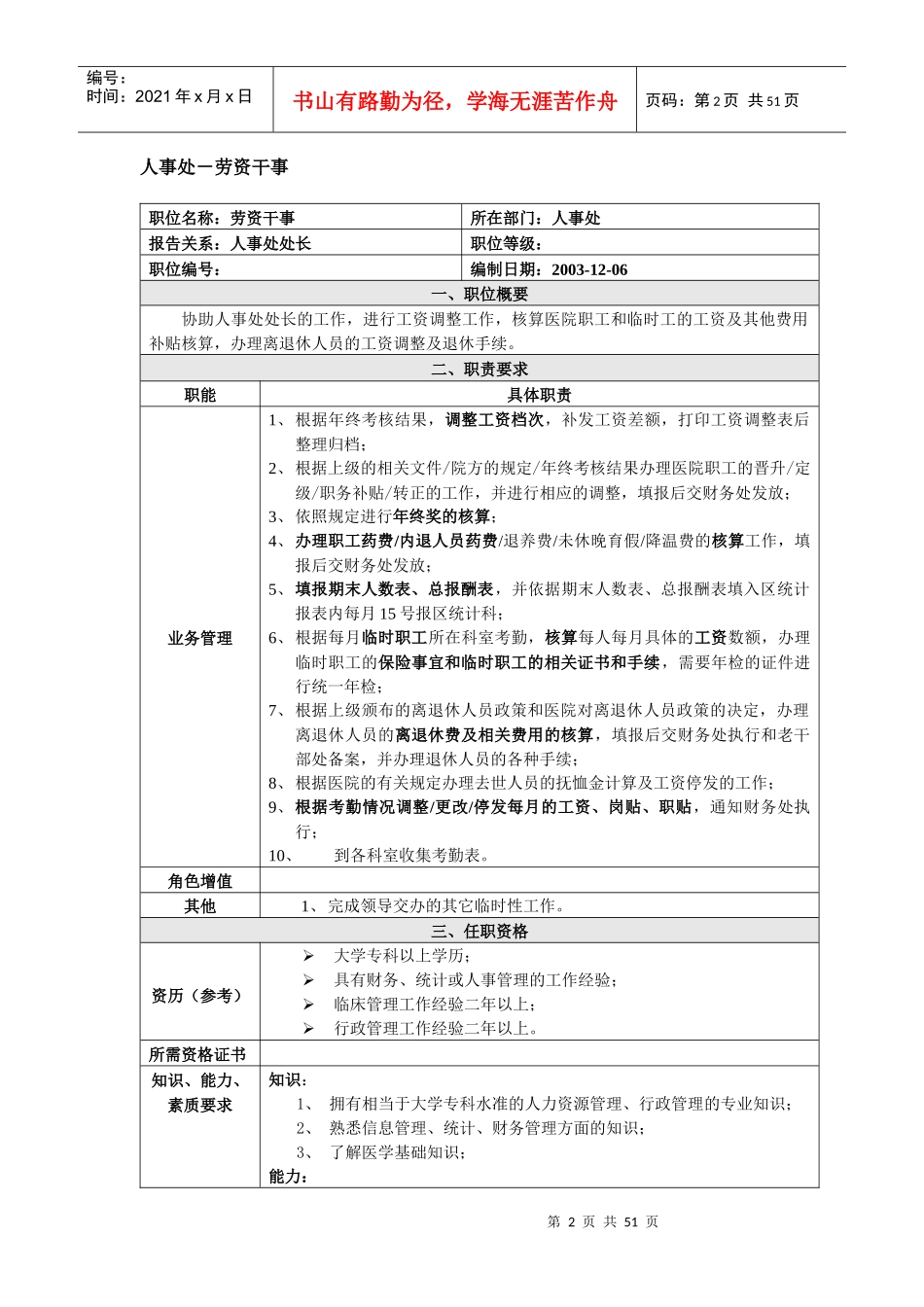 XX典型职位说明书_第2页