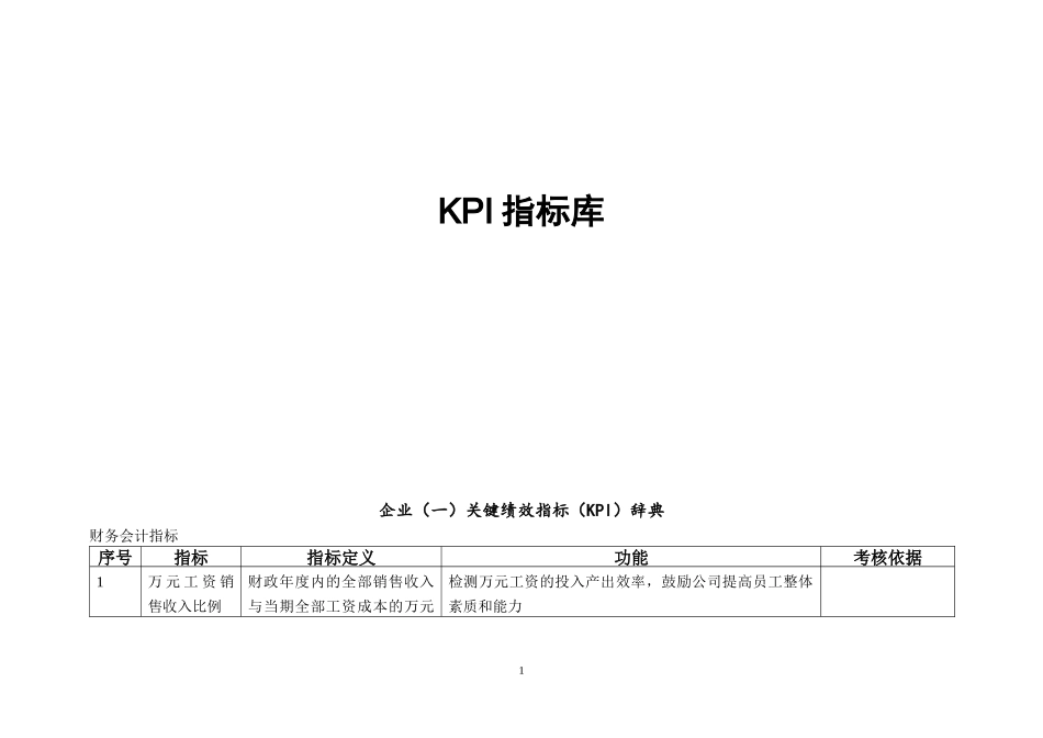 企业KPI指标库(最全面的)_第1页