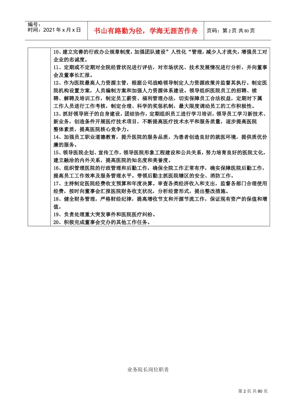 医院岗位职责文本大全(DOC61页)_第2页