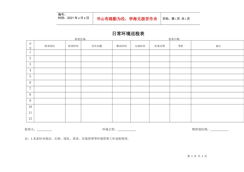 人力资源-20223、日常环境巡检表_第1页
