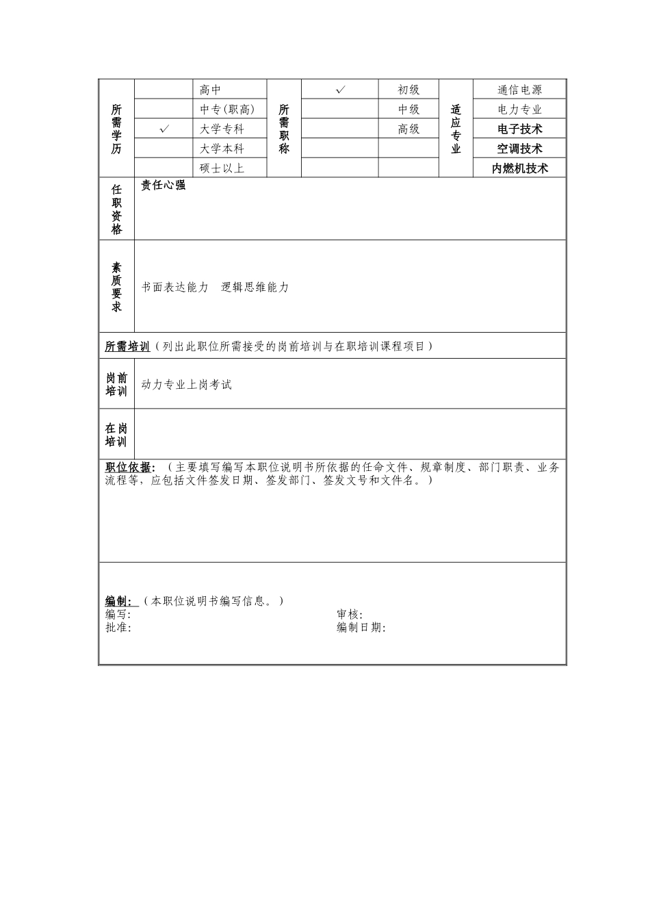 动力规划调度岗位说明书_第2页