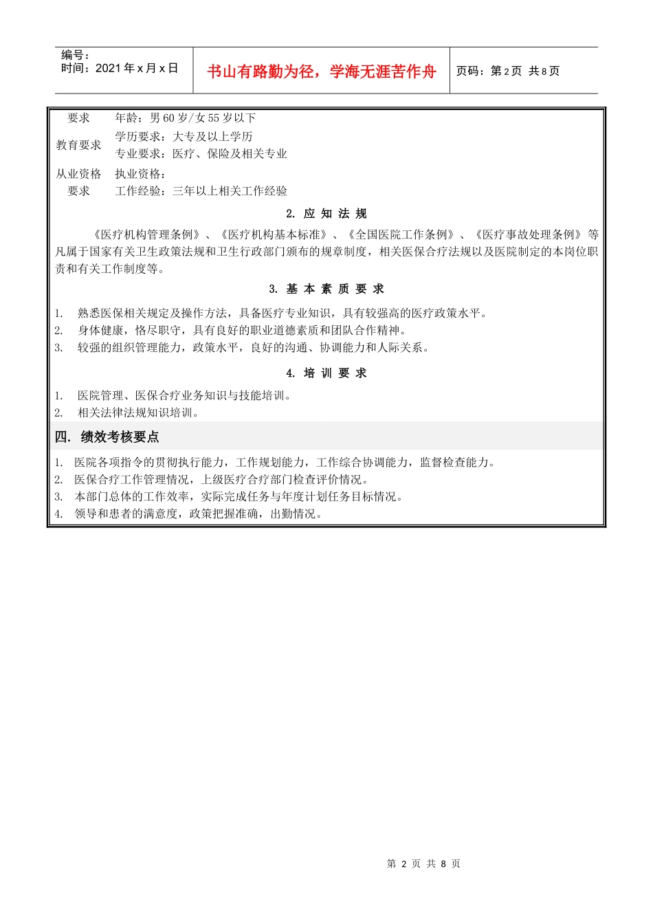 医保合疗部岗位说明书(修订)_第2页