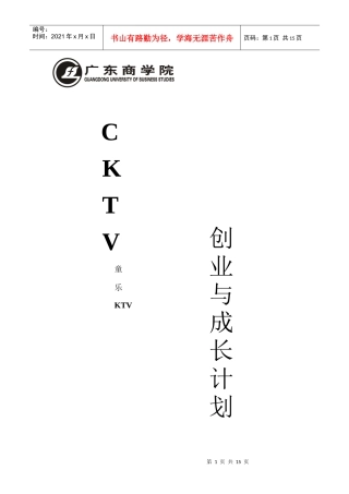 创业与成长战略策划——CKTV童乐ktv
