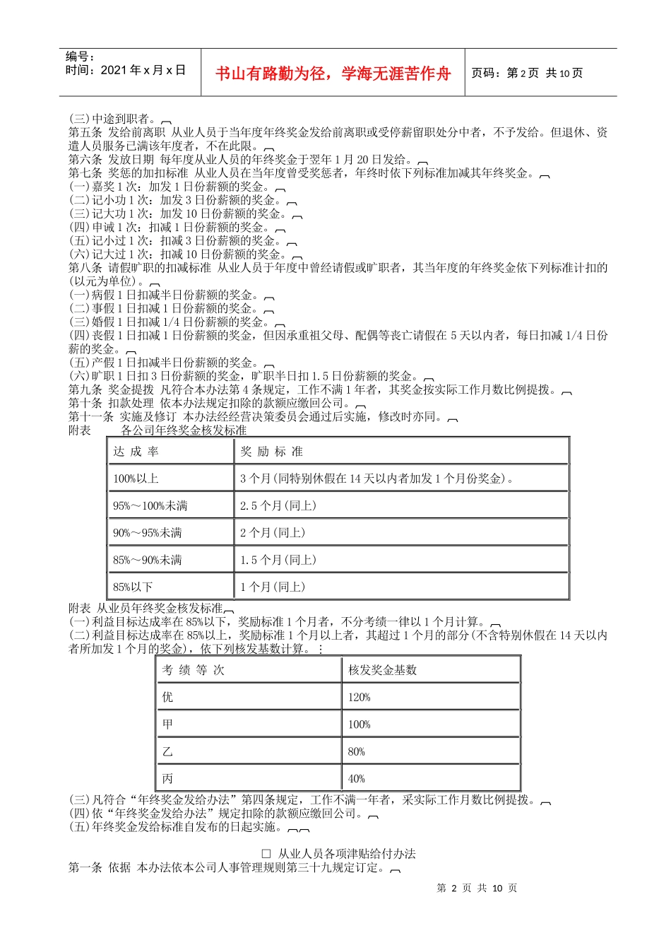 公司各种奖金制度_第2页