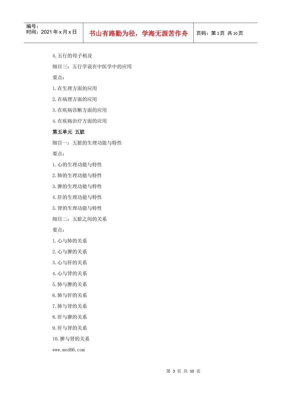 人力资源-2022XXXX年中医助理医师考试大纲《中医基础理论》_第3页