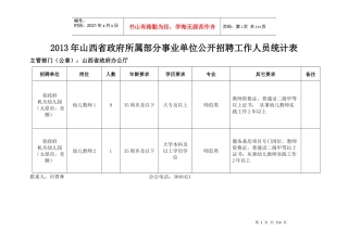 人力资源-2022XXXX年山西省政府所属部分事业单位公开招聘工作人员统